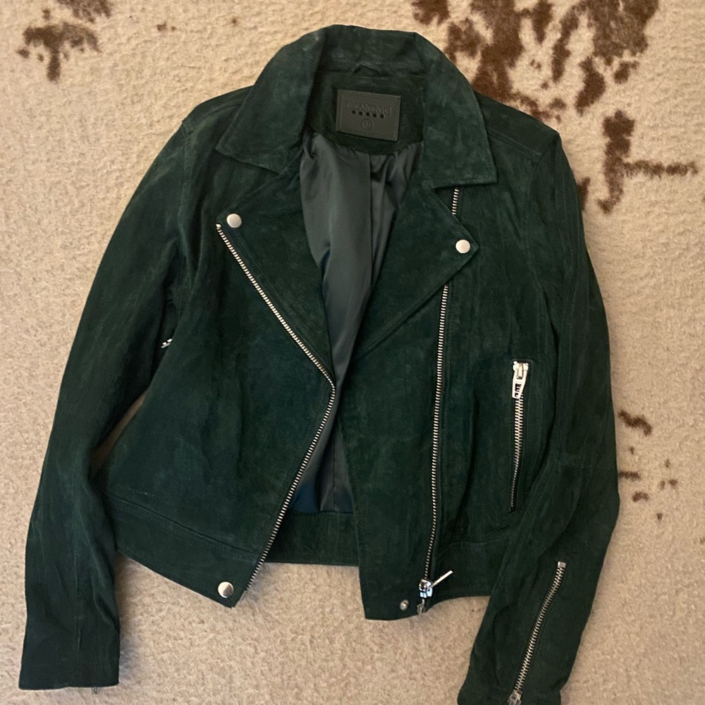 Blank NYC Dark Green Suede Moto Jacket
